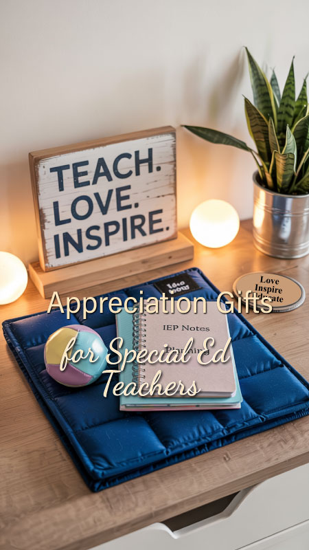 Sensory-friendly and meaningful gifts for special education teachers on a calm-toned desktop. Sensory-friendly and meaningful gifts for special education teachers on a calm-toned desktop.