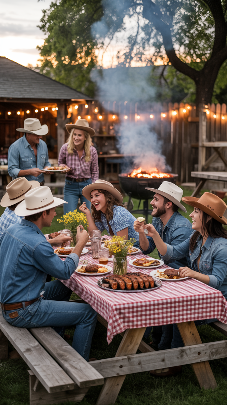 Adult summer party ideas with a backyard barbecue featuring grilled food and outdoor seating