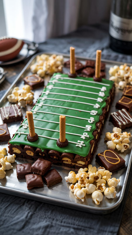 10. Close-up of a stylish football field dessert board