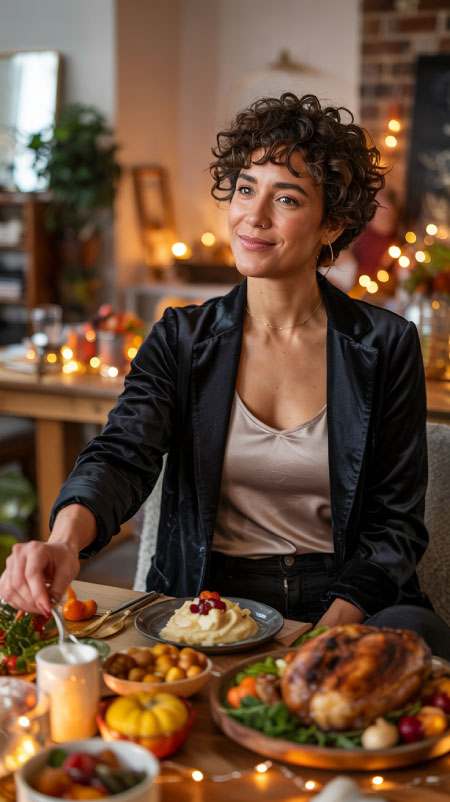 The ultimate nod to autumn tradition, a plaid midi skirt paired with a fitted turtleneck creates that nostalgic holiday warmth