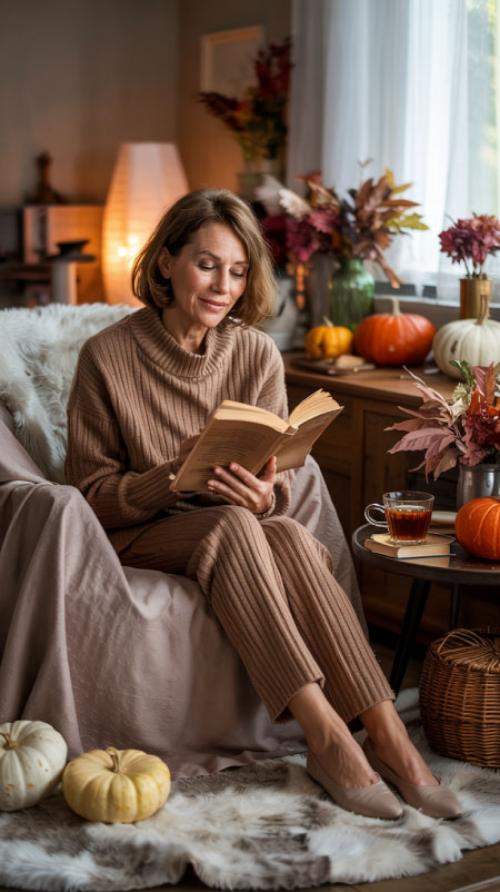 Matching knit sets are trending again for fall 2025 — soft, coordinated, and perfect for hosting at home.