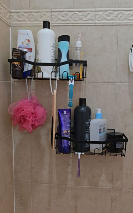 Keep your shower organized with this rustproof adhesive caddy set. Includes 5 organizers with strong traceless adhesive, no drilling required. 