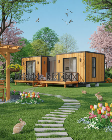 Expandable Container House with 2 Bedrooms, Bathroom & Kitchen