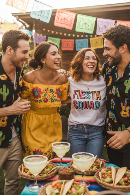 Cinco de Mayo party outfits with off shoulder dress fiesta shirts and colorful clothing
